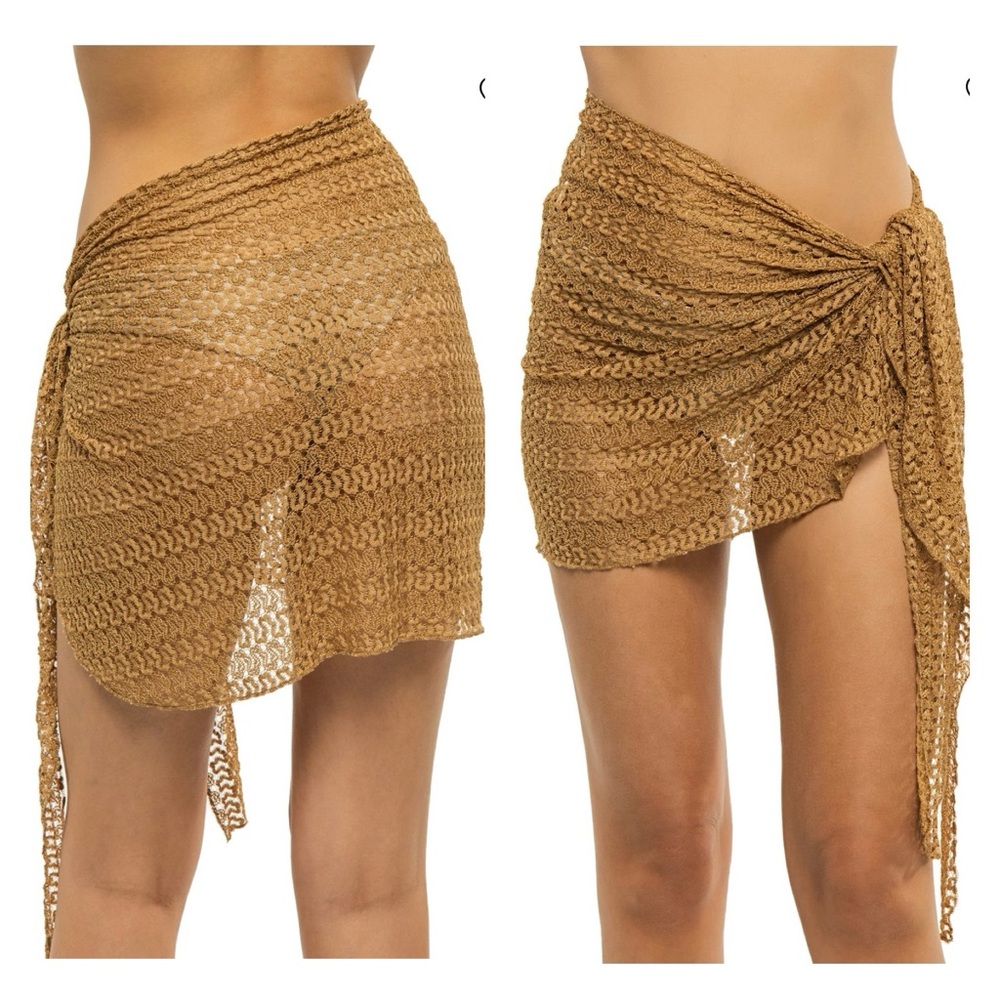 Metallic Crochet Sarong Cover Up